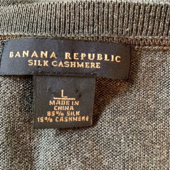 Banana Republic Silk & Cashmere Sweater Mens L Charcoal Gray V-neck Pullover - Picture 6 of 7